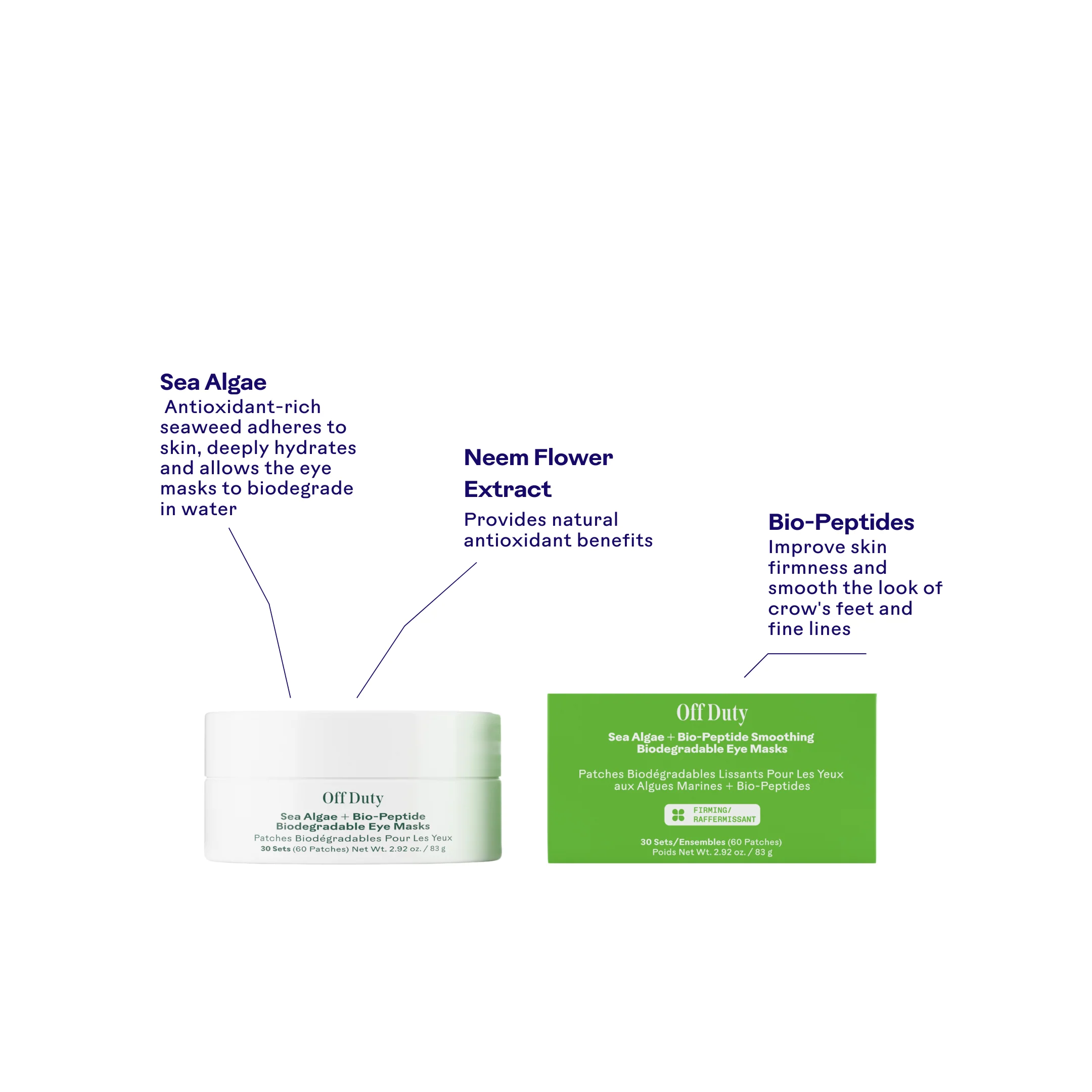 Off Duty Sea Algae + Bio-Peptide Smoothing Biodegradable Eye Masks - Image 2
