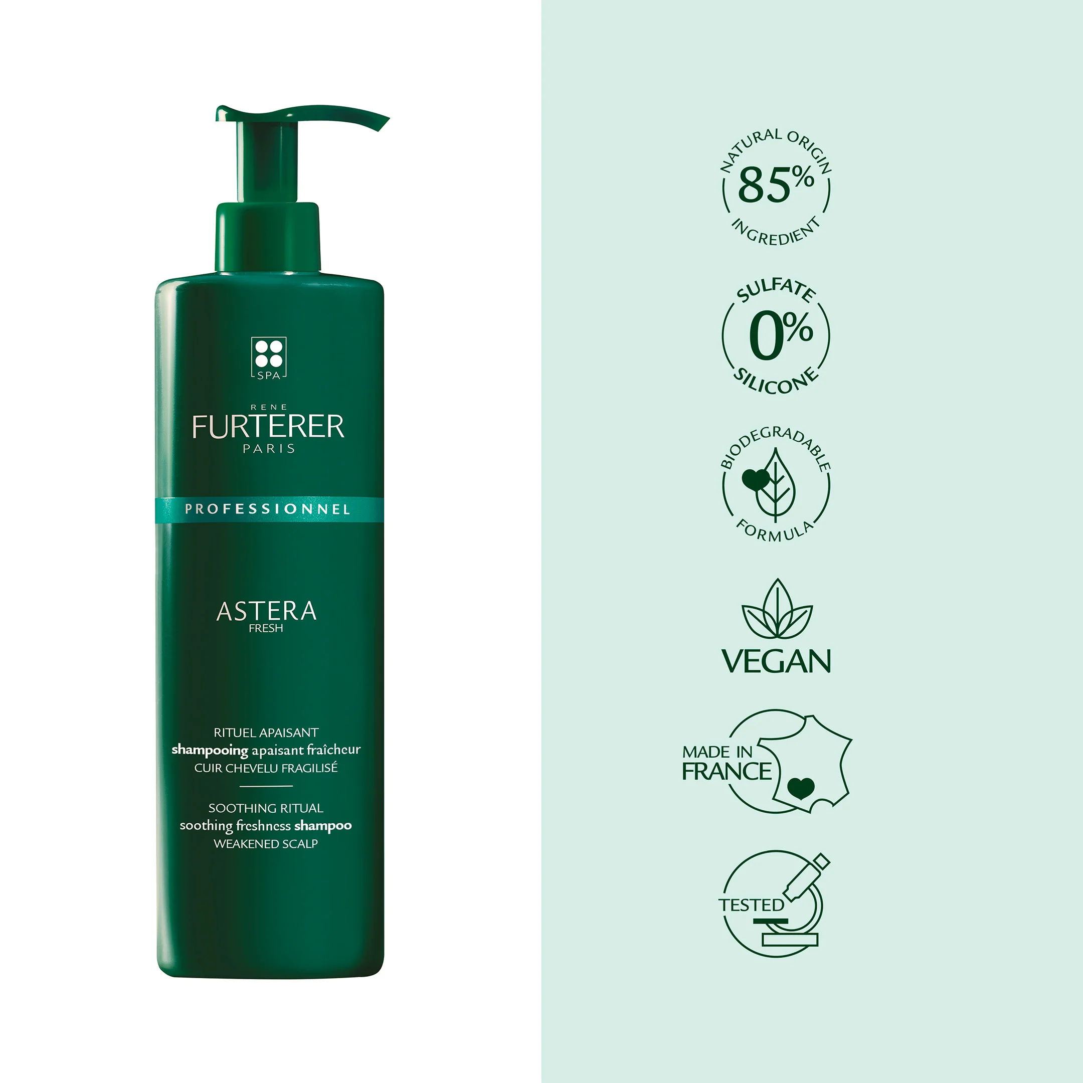 René Furterer Soothing Freshness Shampoo - Shampoo For Weakened Scalps - Astera Fresh - 600Ml - Image 4