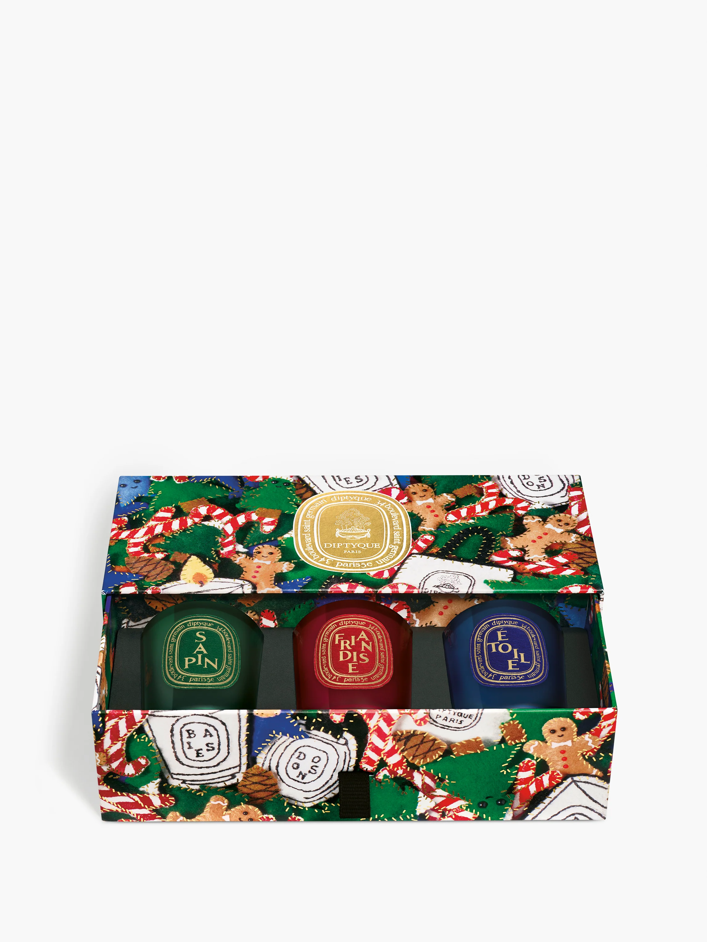 Sapin (Pine Tree), Friandise (Sweet Treat), Étoile (Star) - Set of 3 Small Candles - Image 4